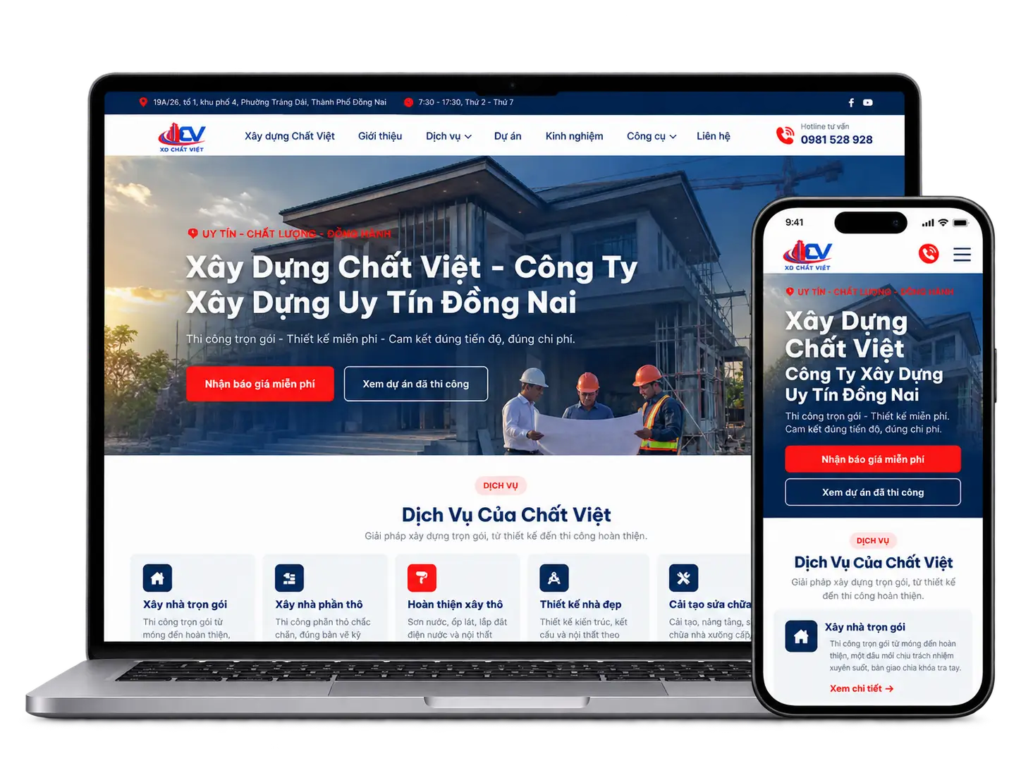 Thiết kế web công ty xây dựng