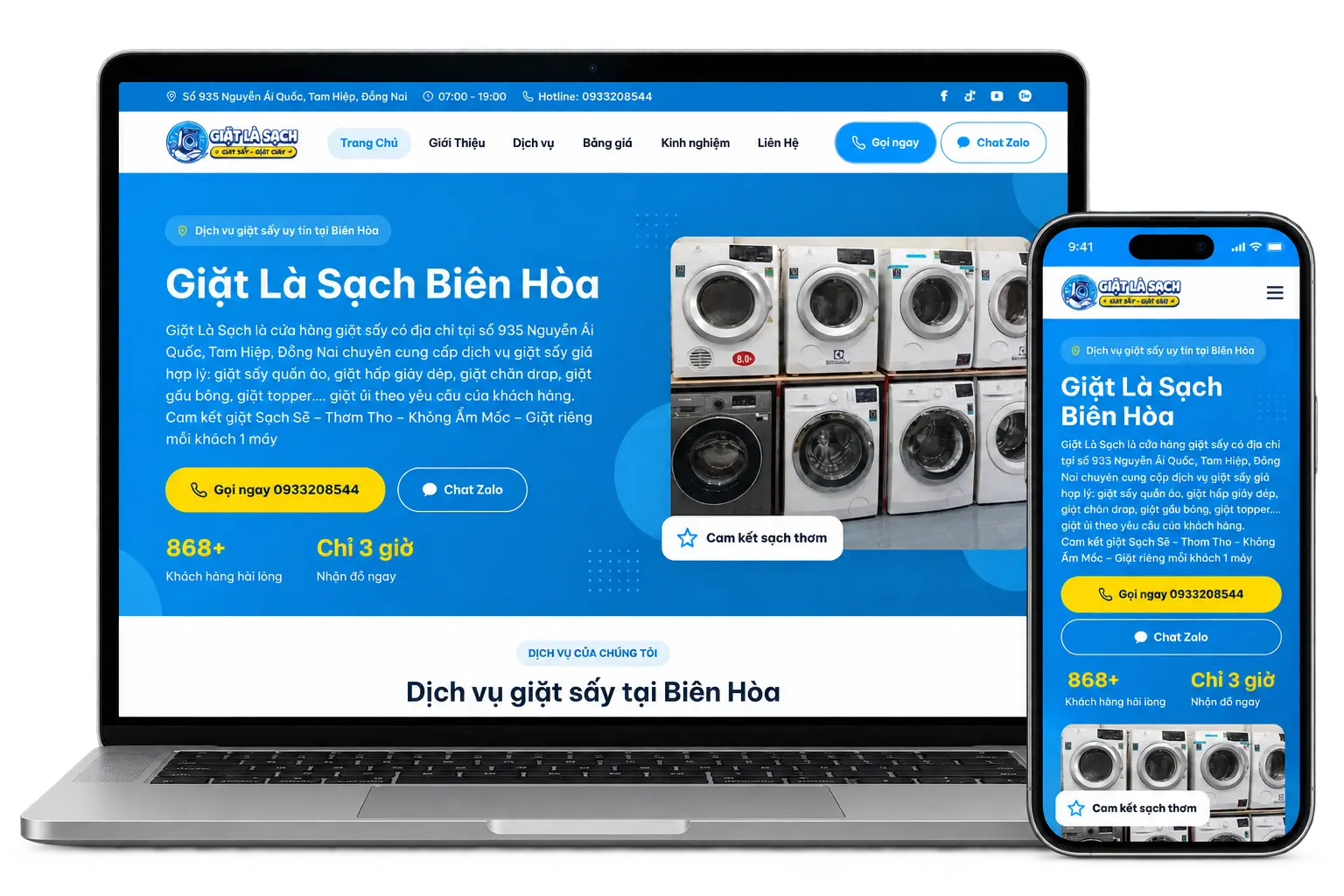 Thiết kế web cửa hàng giặt sấy